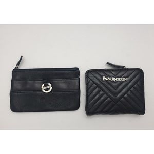 Lot of 2 Black‎ Leather Wallet Coin Purse Enzo Angiolini Jones New York